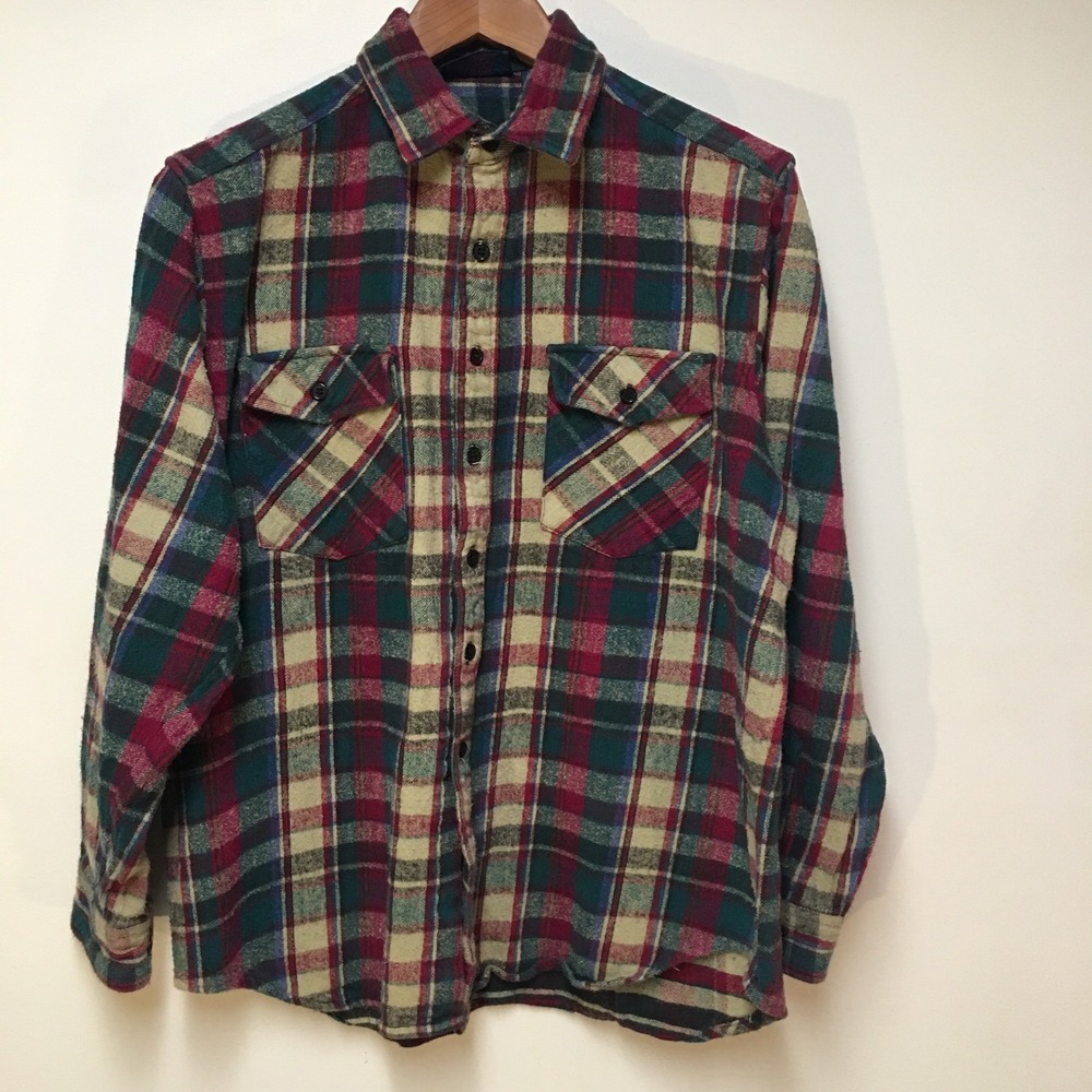Dakota Flannel Shirt Mens Large Multicolor Plaid Workwear Heavyweight Shacket